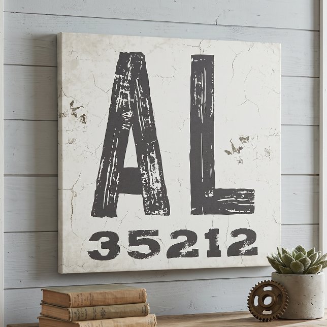 Toile Code Postal de l'État Rustique de Ferme Alabama (Créateur téléchargé)