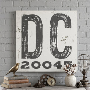 Toile Code Postal de l'État Rustique de Ferme DC