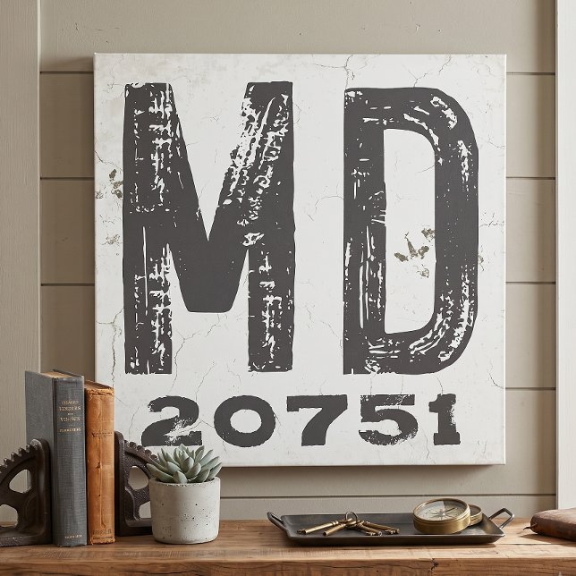 Toile Code Postal de l'État Rustique de Ferme Maryland (Créateur téléchargé)