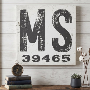 Toile Code Postal de l'État Rustique de Ferme Mississipp
