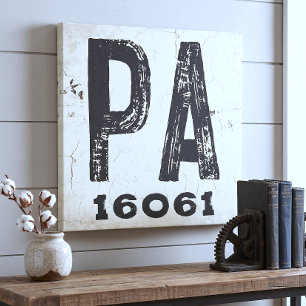 Toile Code Postal de l'État Rustique de Ferme Pennsylvan