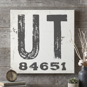 Toile Code Postal de l'État Rustique Ferme Utah