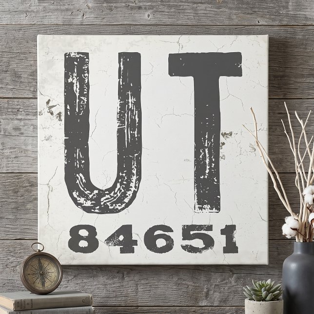 Toile Code Postal de l'État Rustique Ferme Utah (Créateur téléchargé)
