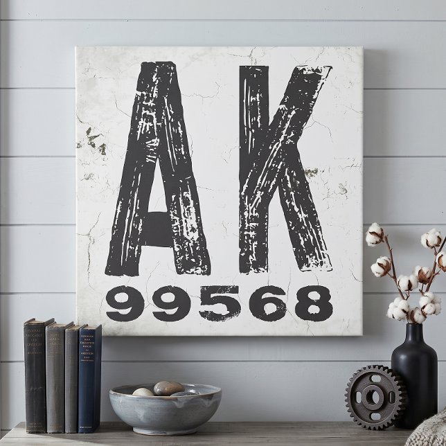 Toile Code Postal Rustique de Ferme d'Alaska (Créateur téléchargé)