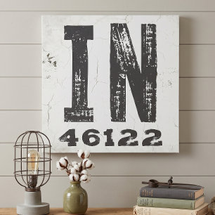 Toile Code Postal Rustique de Ferme de l'Indiana
