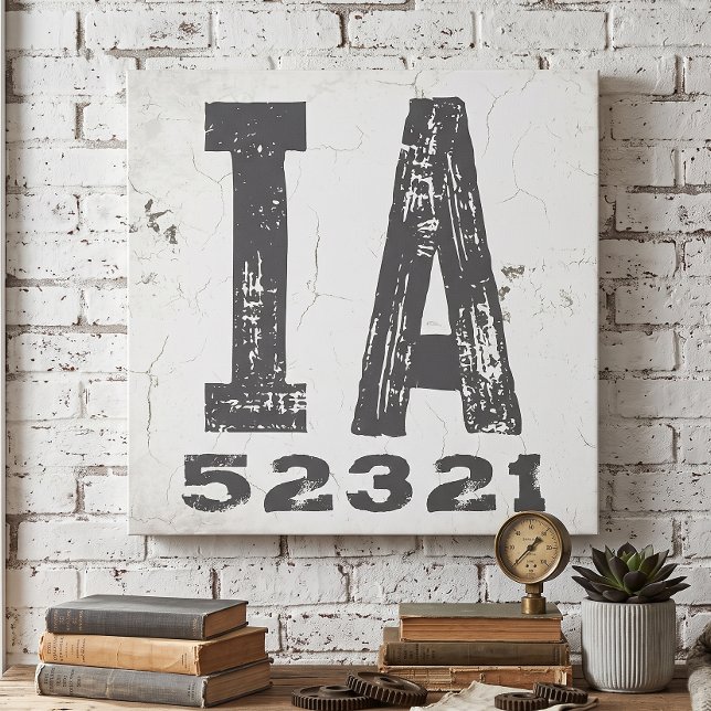 Toile Code Postal Rustique de Ferme de l'Iowa (Créateur téléchargé)