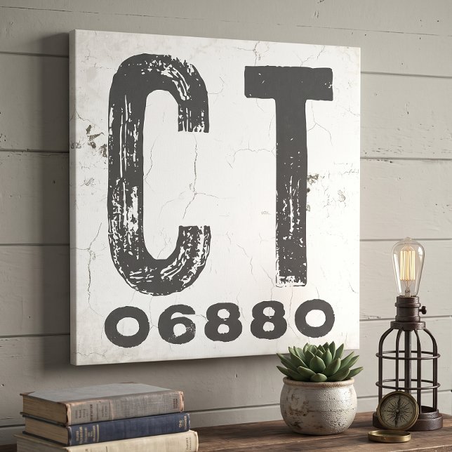 Toile Code Postal Rustique de Ferme du Connecticut (Créateur téléchargé)