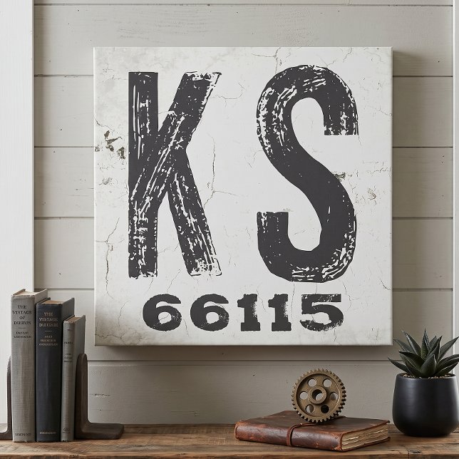 Toile Code Postal Rustique de Ferme Kansas (Créateur téléchargé)