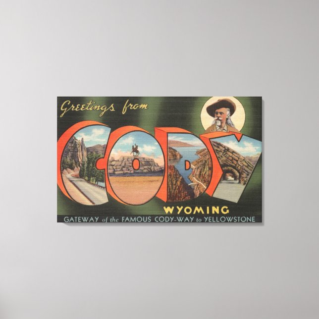 Toile Cody, WyomingGrandes Lettres ScènesCody, WY (Recto)