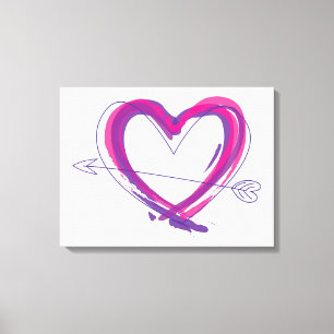 Toile Coeur Abstrait en violet et rose