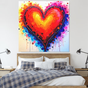 Toile Cœur Abstrait Vibrant Art Splash