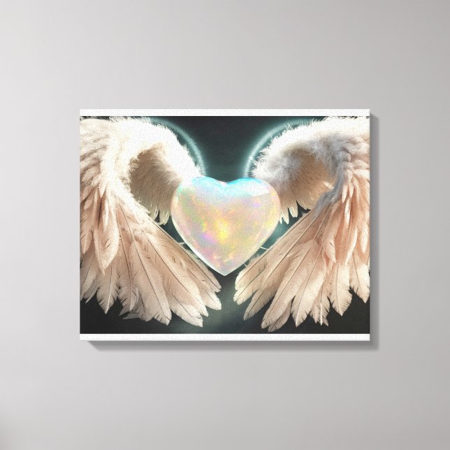 Toile *~* Coeur Ange Blanc Ailes AP78 Opale (Recto)