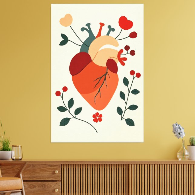 Toile Coeur artistique et fleurs (Insitu(Salon))