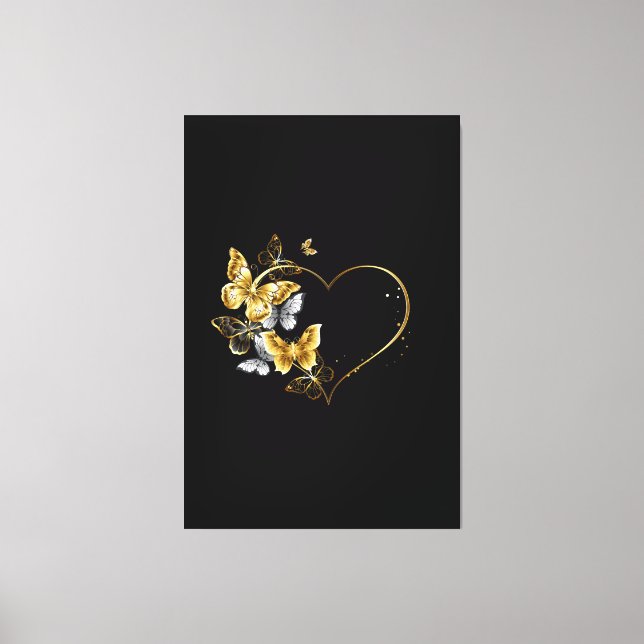 Toile Coeur aux papillons d'or (Recto)