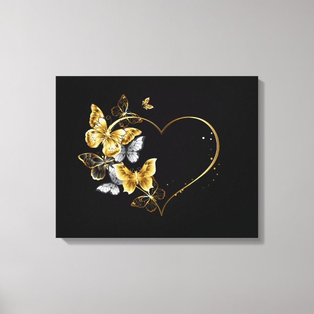 Toile Coeur aux papillons d'or (Recto)