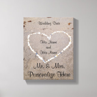 Toile Coeur Beach Shell personnalisé