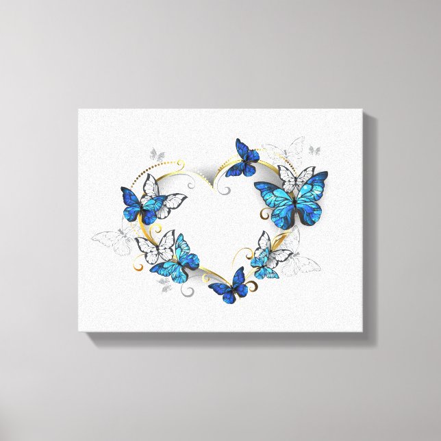 Toile Coeur bijoux avec papillons Morpho (Recto)
