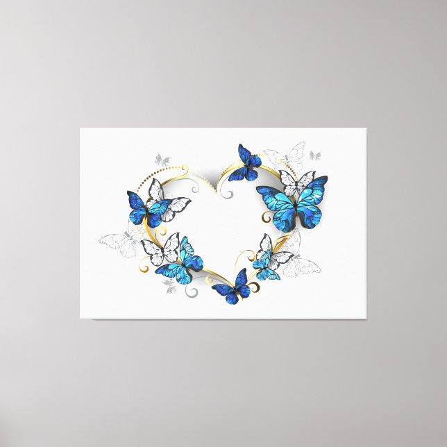 Toile Coeur bijoux avec papillons Morpho (Recto)