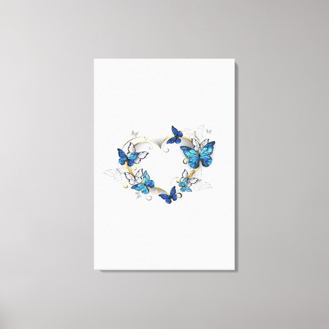 Toile Coeur bijoux avec papillons Morpho (Recto)