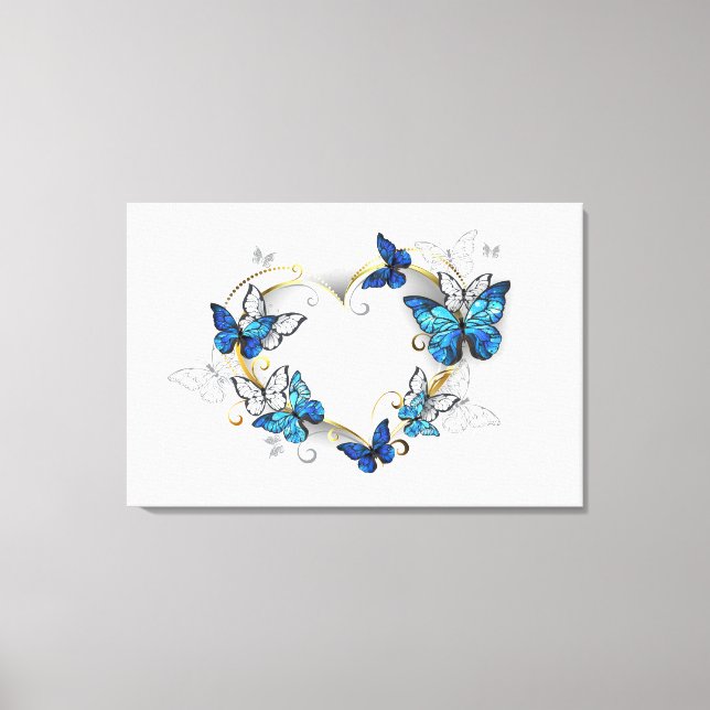 Toile Coeur bijoux avec papillons Morpho (Recto)