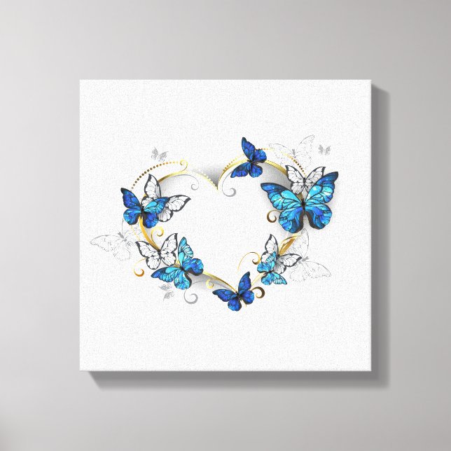 Toile Coeur bijoux avec papillons Morpho (Recto)