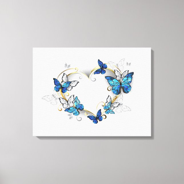 Toile Coeur bijoux avec papillons Morpho (Recto)