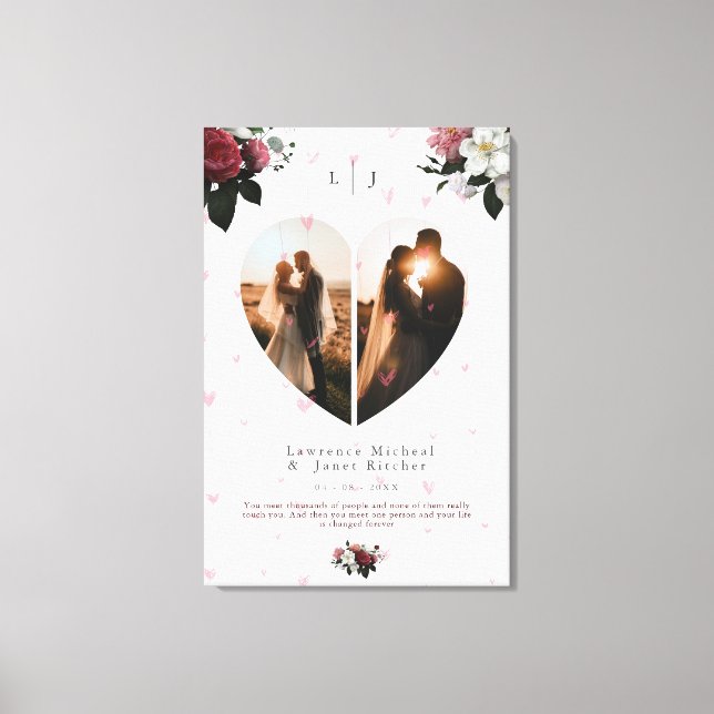 Toile Coeur Blanc Chic En Forme Photo collage Pour Coupl (Recto)