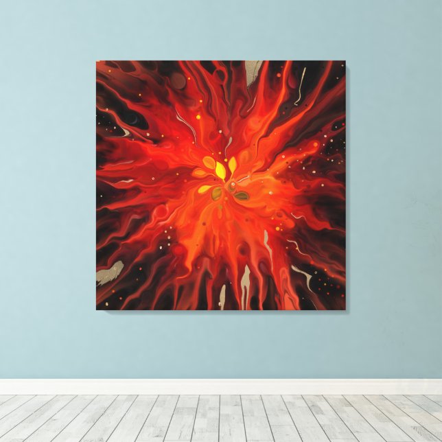 Toile Cœur cramoisi – Explosion d'énergie abstraite arde (Insitu (Plancher de Bois))
