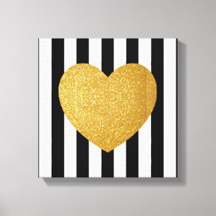 TOILE COEUR DE PARTIES SCINTILLANTES D'OR D'ART DE MUR