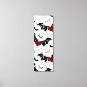 Toile Coeur d'Halloween avec ailes de chauve-souris noir