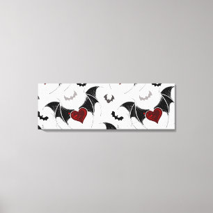 Toile Coeur d'Halloween avec ailes de chauve-souris noir
