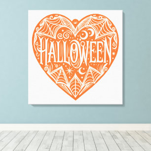 Toile Cœur d'Halloween, Forme de cœur orange, Vacances