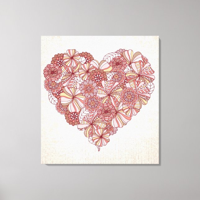 Toile Coeur en fleurs dessinées à la main (Recto)