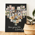Toile Coeur en forme 36 Photo Collage Love Life Famille<br><div class="desc">Créez votre propre toile enveloppée avec 36 de vos photos préférées. Le modèle photo est mis en place pour créer un collage photo en forme de coeur, affichant vos photos dans un mélange de formats portrait, paysage et instragram carré. Le design a un arrière - plan noir et la légende...</div>
