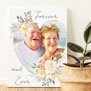 Toile Cœur en forme de noces d'or Photo pour toujours et