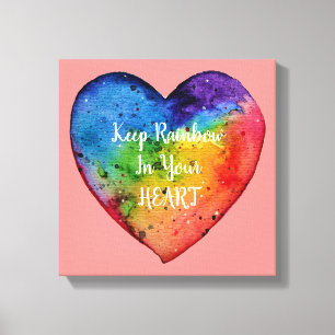 Toile Coeur mignon d'arc-en-ciel d'aquarelle