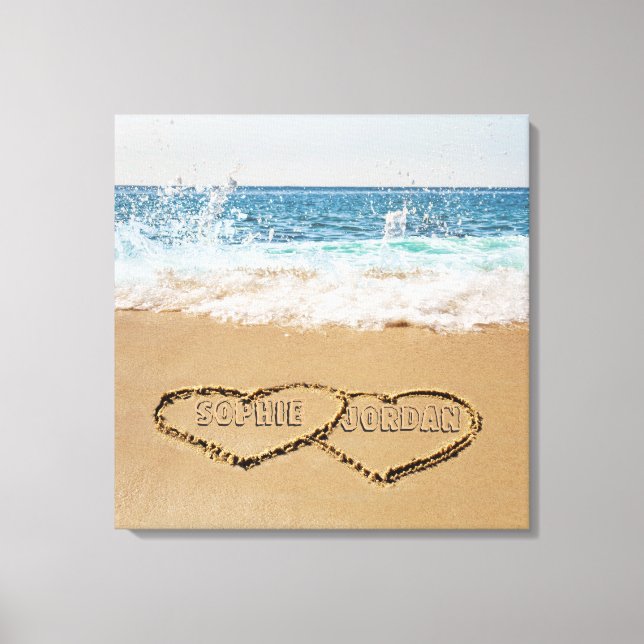 Toile Cœur Personnalisé Dans Le Sable (Recto)