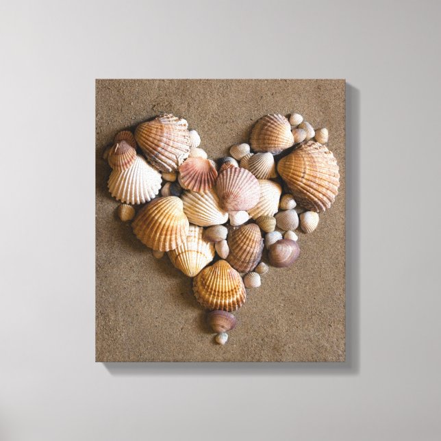 Toile Coeur Saint Valentin fait avec des coquilles (Recto)