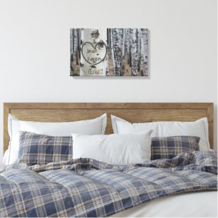 Toile Cœur sculpté rustique personnalisé de campagne