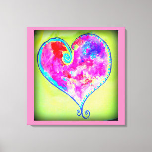 Toile coeur tourbillonnant rose