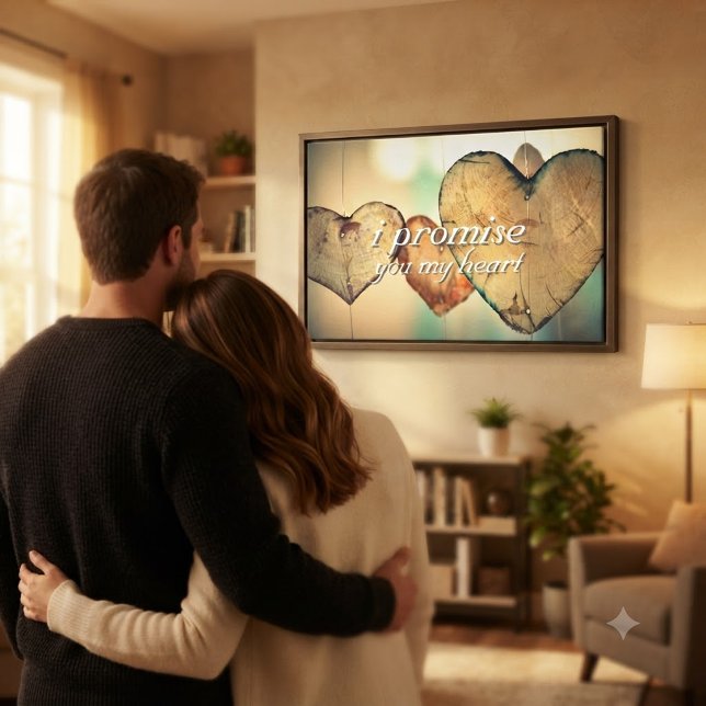 Toile Cœurs Bokeh Rustiques « Je vous promets mon cœur » (Créateur téléchargé)