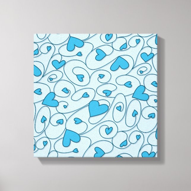 Toile Coeurs bouclés bleus (Recto)