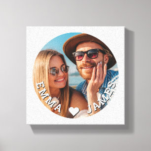 Toile Coeurs d'amour mignons Photo de couples avec préno