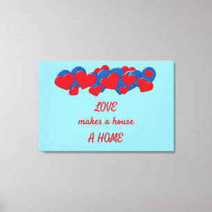 Toile Coeurs d'amour rouge et bleu sur arrière - plan bl