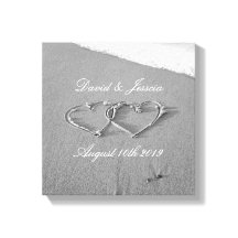 Coeurs dans la plage de sable photo papier de toil