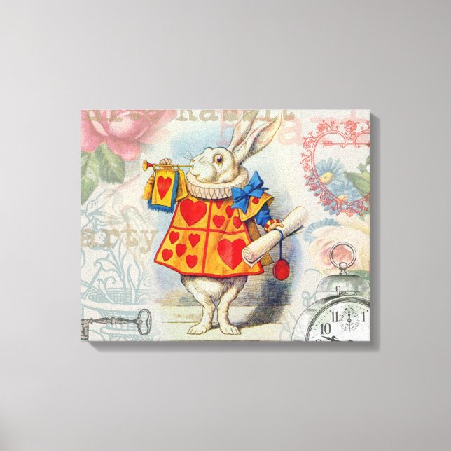Toile Cœurs de Lapin Blanc Alice Classique (Recto)