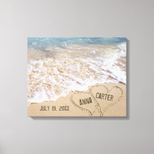 Toile Cœurs de plage avec ressac océanique