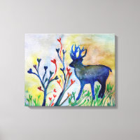 Coeurs de rennes Aquarelle Art romantique unique