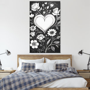 Toile Cœurs et fleurs