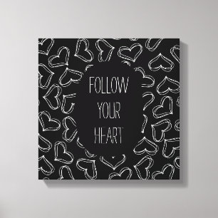 Toile Coeurs noirs et blancs